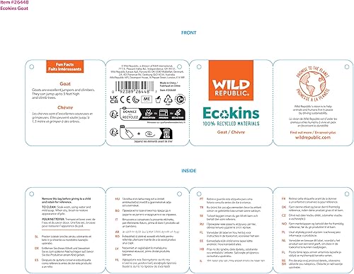 Miniatura 2 de WILD REPUBLIC Ecokins, cabra, animal de peluche, 12 pulgadas, regalo para niños, juguete de peluche, hecho de botellas de agua recicladas hiladas,