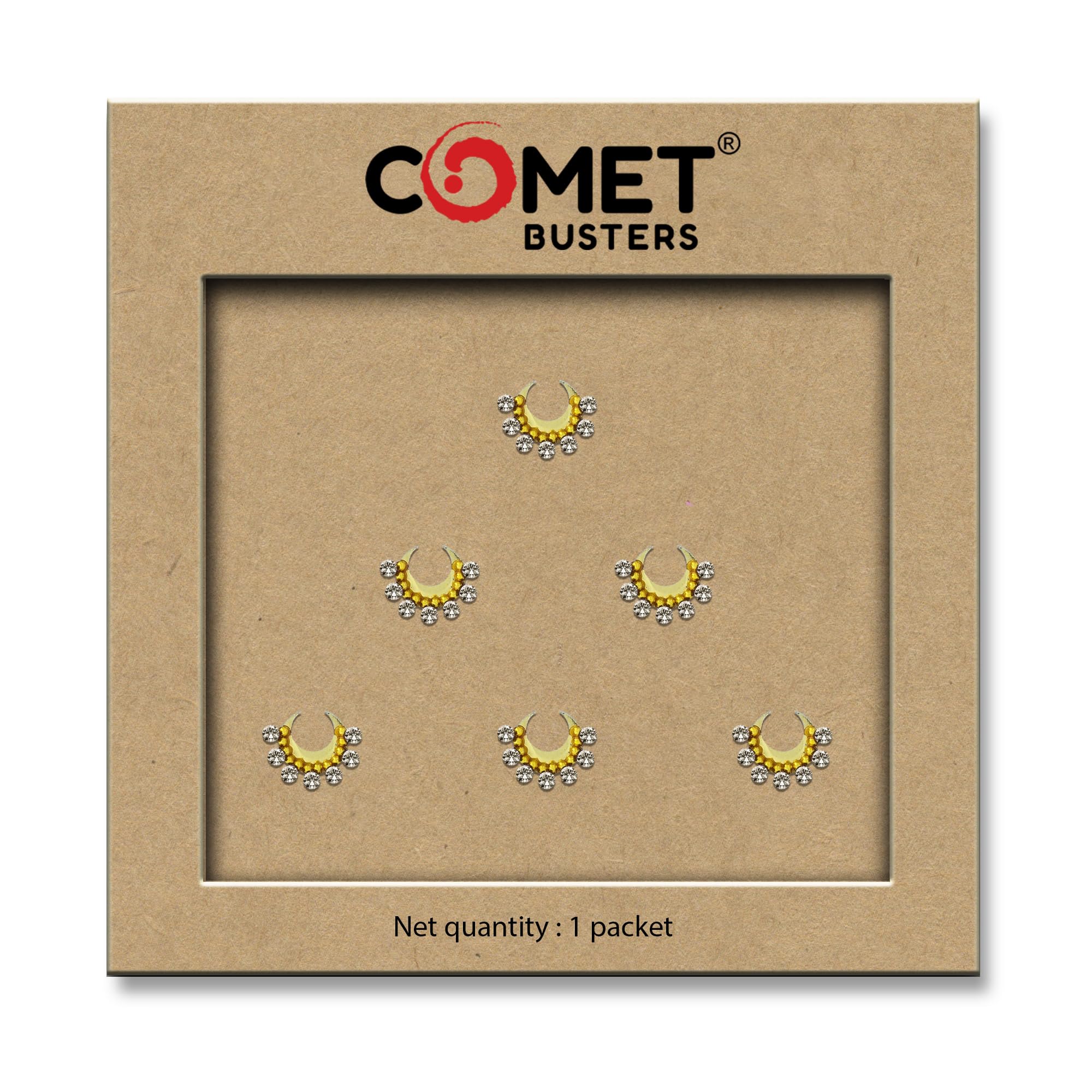 Comet Busters Beautiful Golden Moon Bindis With Silver Stones (BV2179)-picture-11