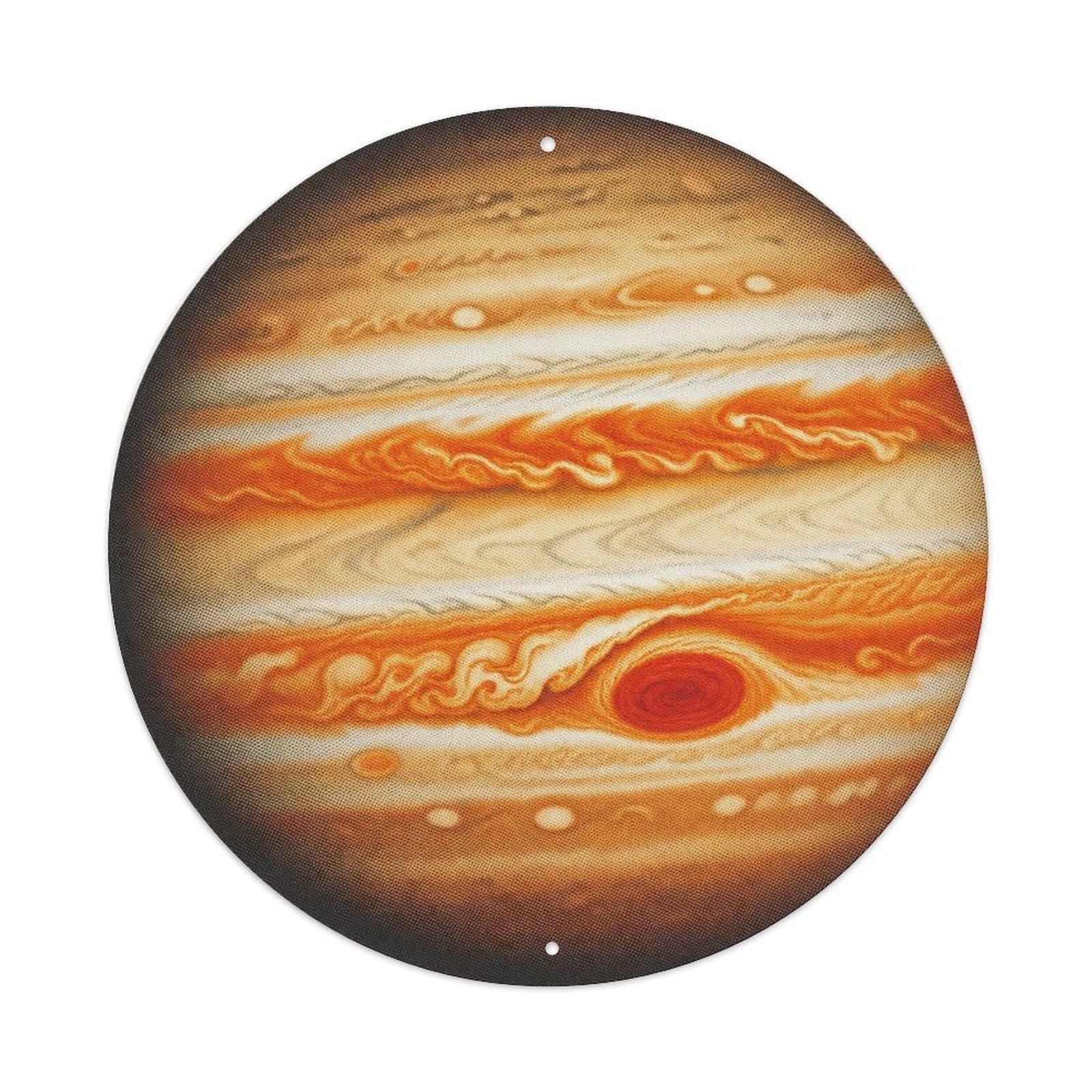 Astronomy Celestial Jupiter Gas Giant Planetary Orbit Metal Tin Sign Plaque Wall Decor for Cafe, Man Cave, Club Bar, Office, Home Garden Round Metal Poster 8x8Inch