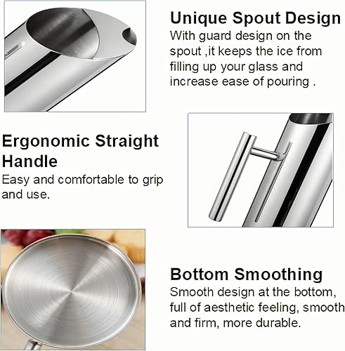 Miniatura 3 de Jarra de agua de acero inoxidable con protector de hielo, jarra de bebida fría, bolsa de agua potable fría de 1.5 litros con asa, herramienta para