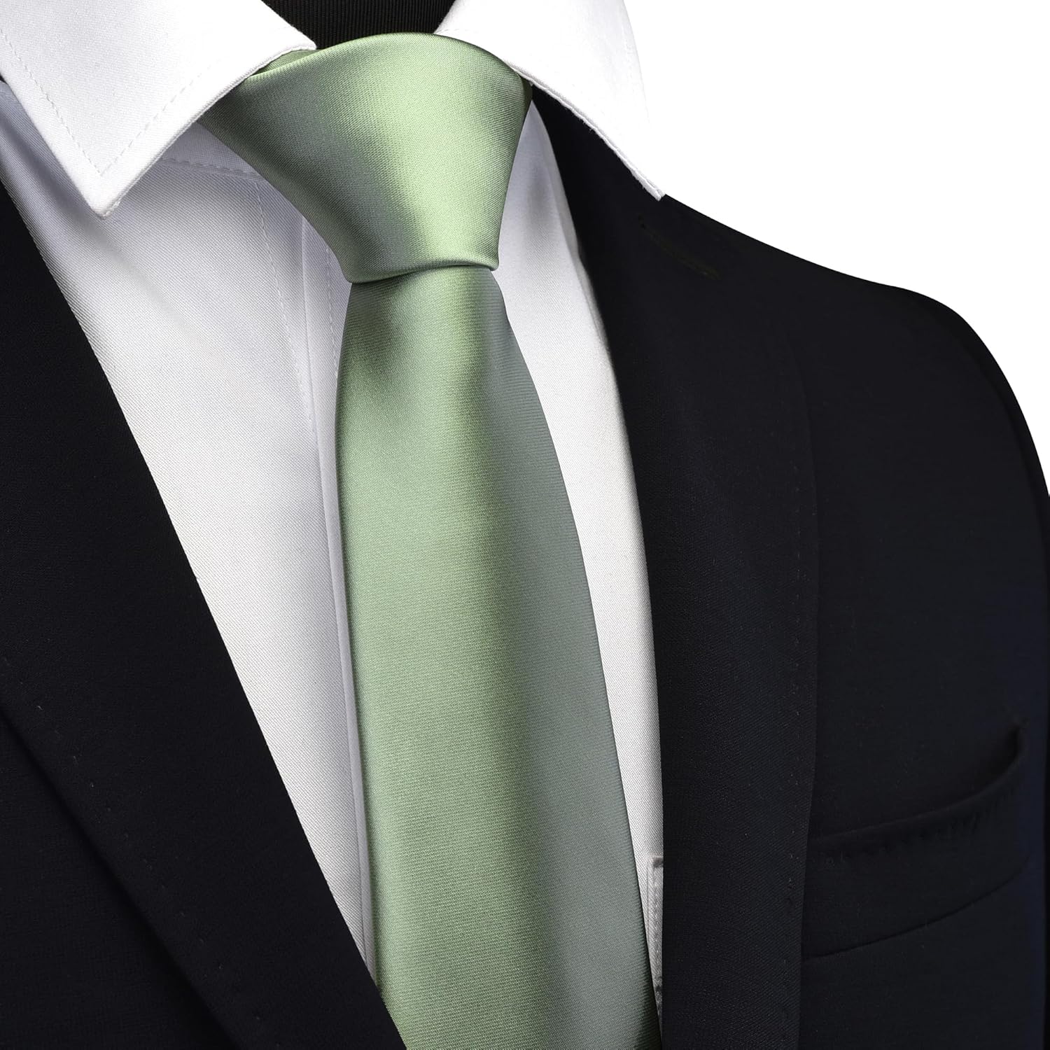 Branduce 3.15"（8cm） Mens Solid Satin Tie Pre-tied Adjustable Zipper Necktie for Business and Wedding - Image 3