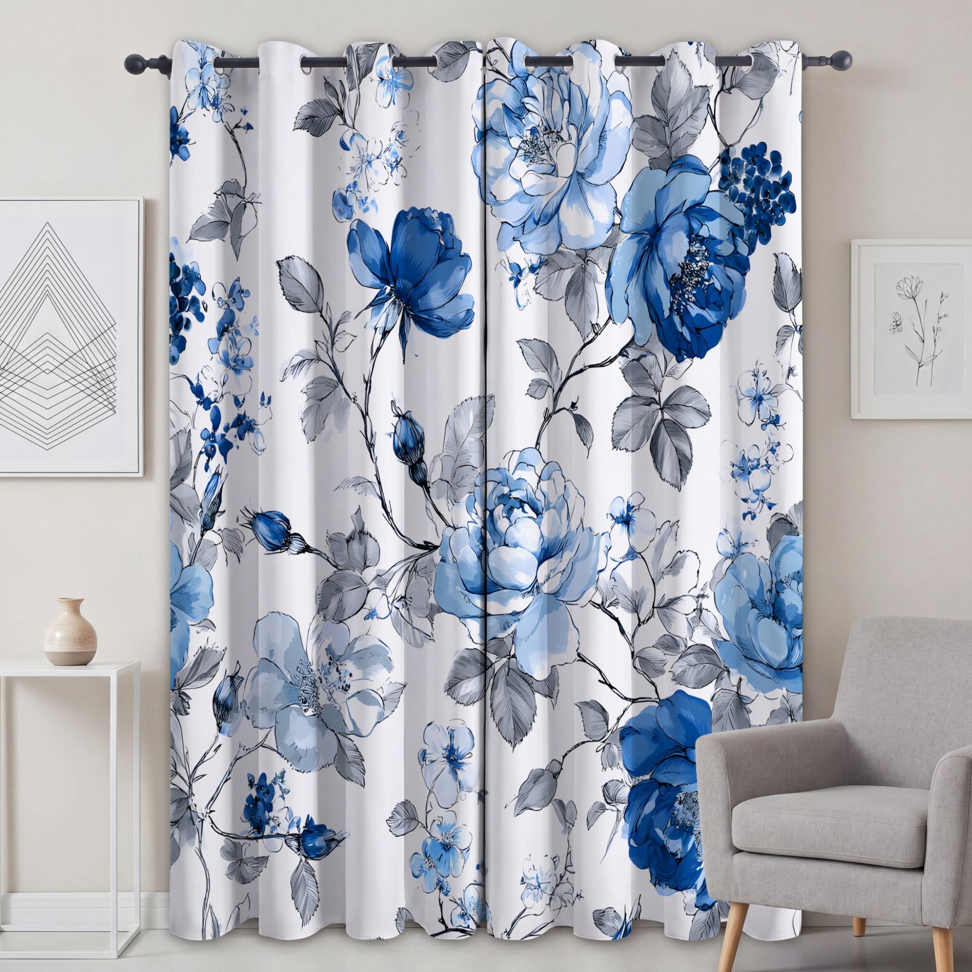 Nieprzezroczyste firanki z nadrukiem, wys. 260 x szer. 140 cm (2 sztuki)