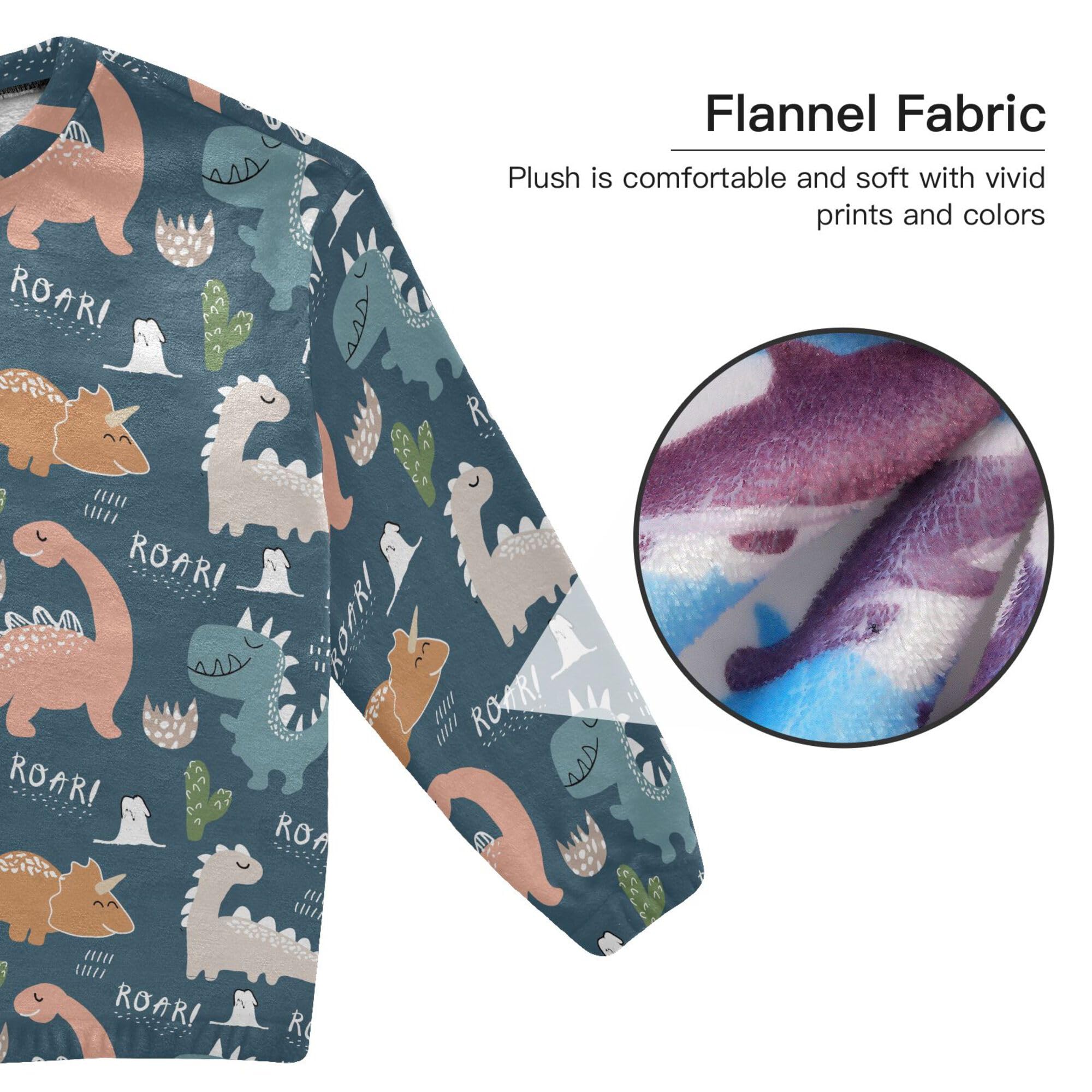 ALAZA Conjunto de pijama de forro polar para mujer, diseño de búho, luna y nubes, ropa de dormir de manga larga, ropa de dormir de dos piezas, ropa de dormir térmica, pijama súper suave, talla S