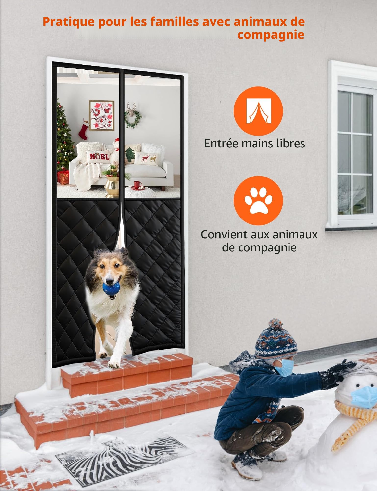 Fillis Rideau Magnétique Isolant Thermique, 80x200cm Rideau Thermique de Porte Coupe-Vent et Anti-Froid Économe en Énergie pour Porte Balcon ou Terrasse, Noir
