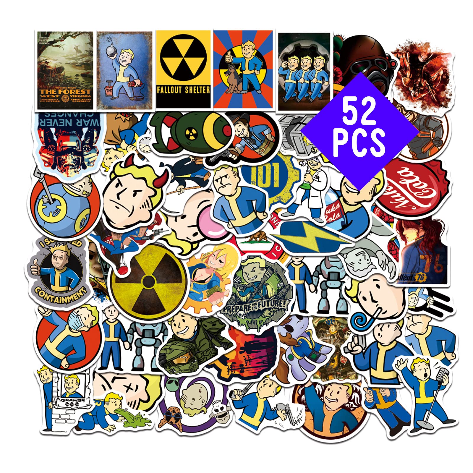 Fallout Stickers 52PCS Cool Game Decals for Computer Luggage Scrapbook