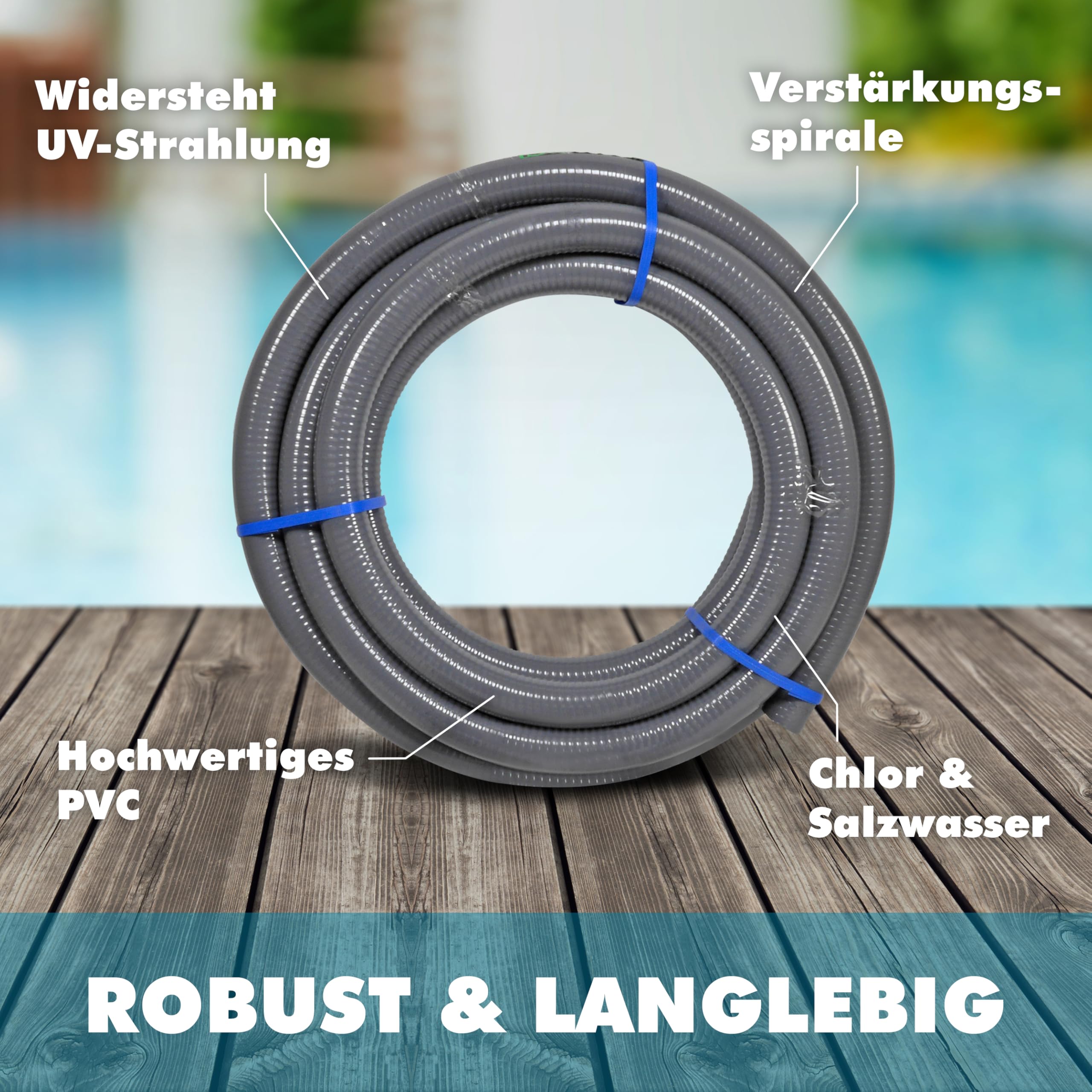 50mm Lijmbare Pvc Zwembad Slang 12 meter. Beste doorstroming