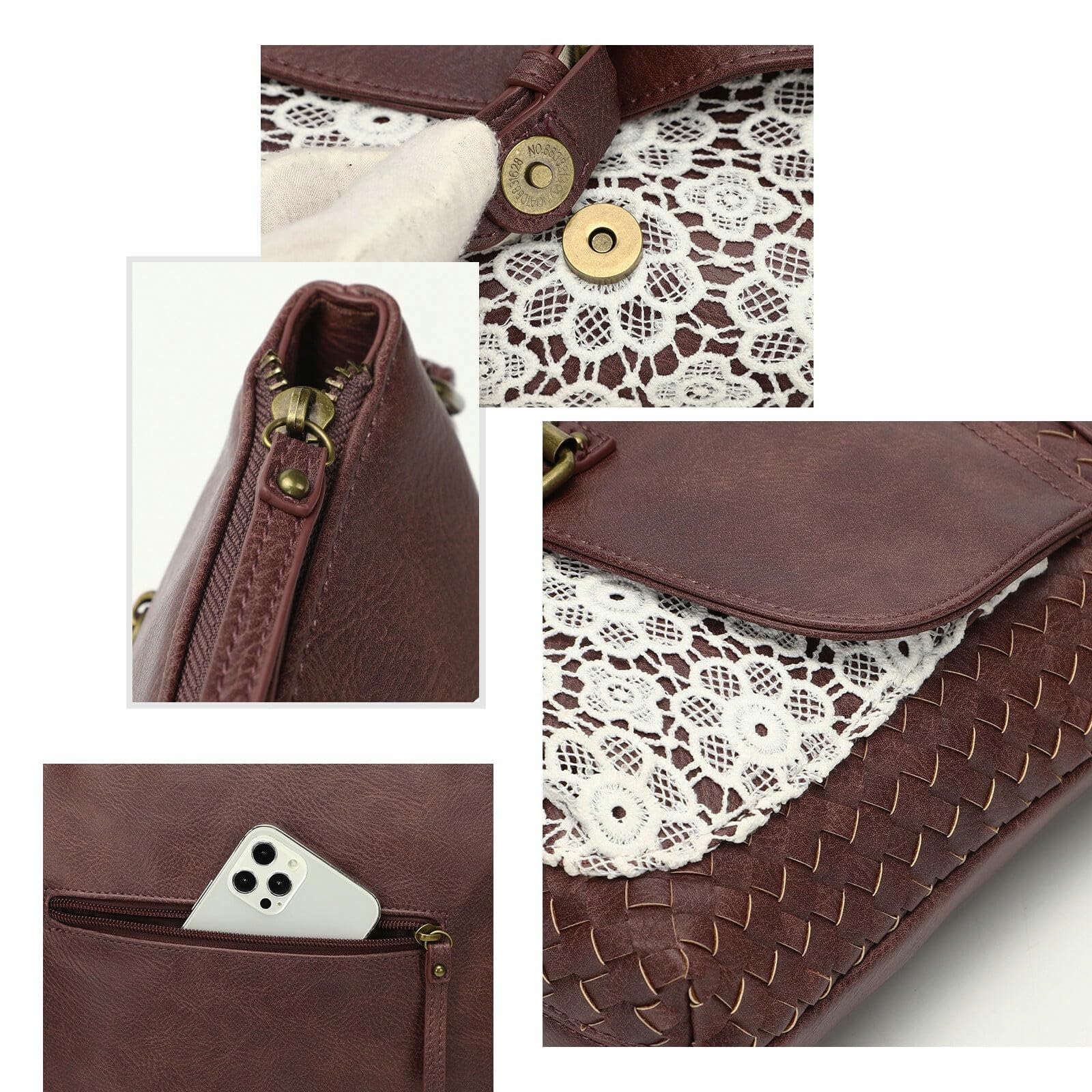 Torebki i torebki crossbody, miękka skóra PU, damska torba na ramię z wieloma kieszeniami