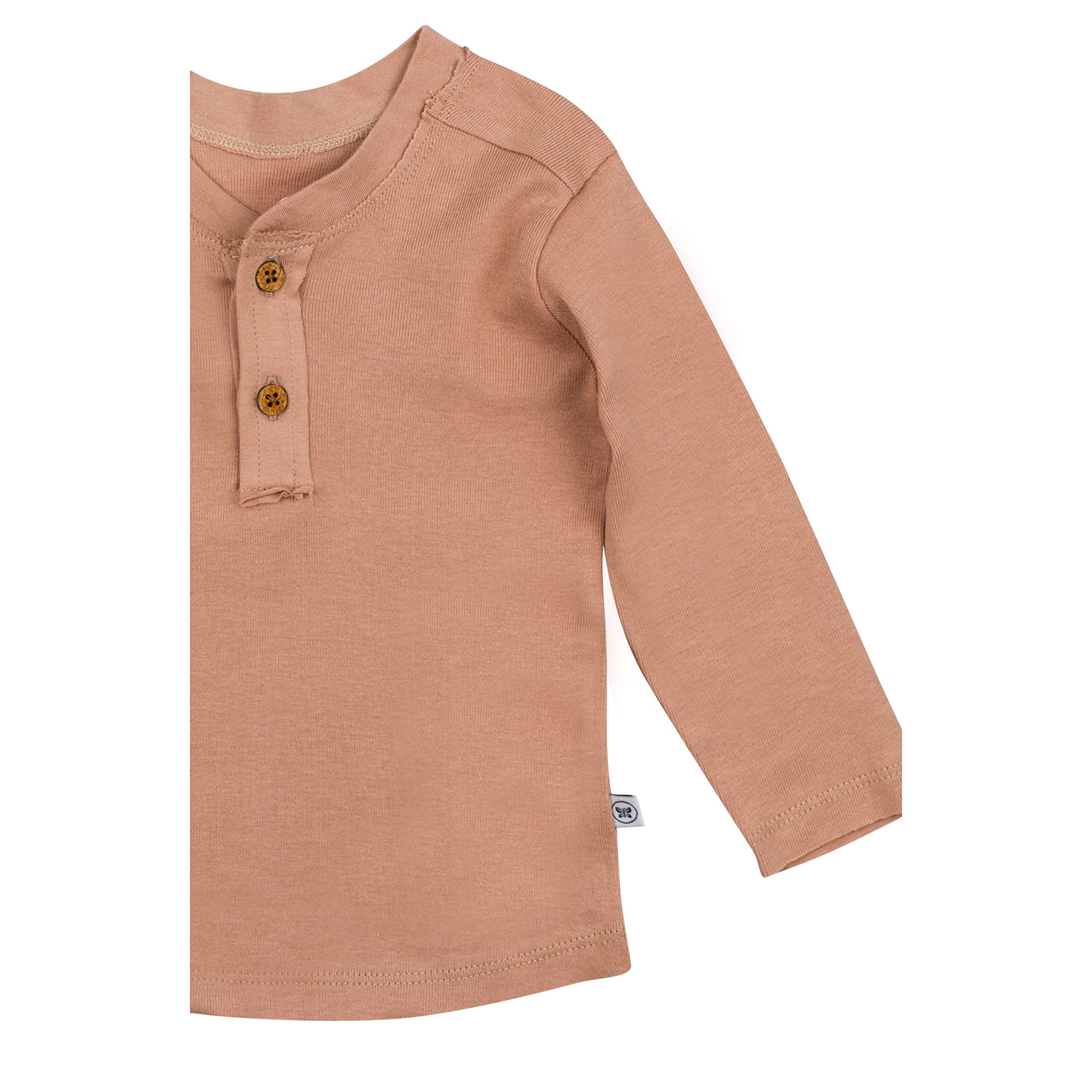 The Honest Company Dziecięca koszulka Henley z bawełny organicznej z długim rękawem, Roebuck, 0-3 Miesiące