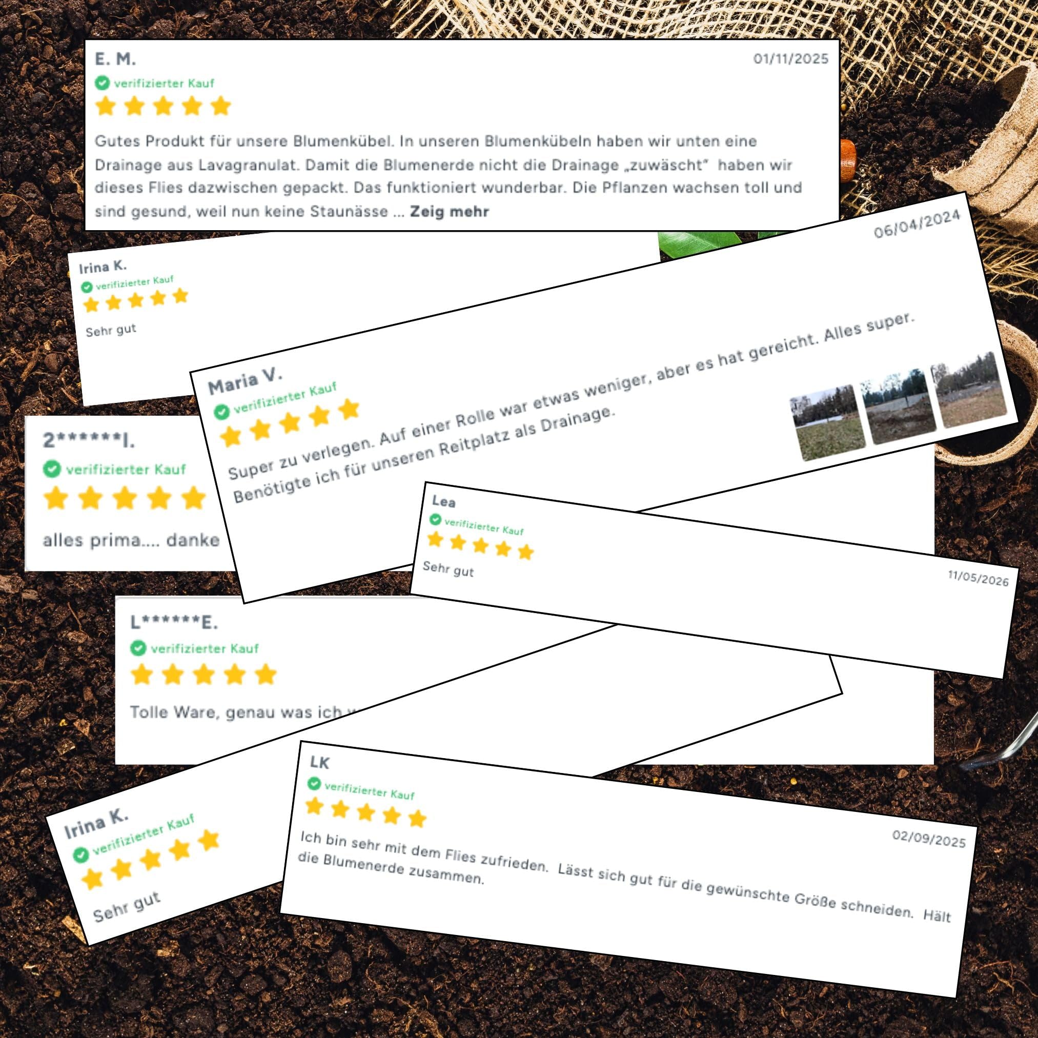 Florade® Fieltro de drenaje 120 g/m² | Fieltro | permeable al agua, resistente a los rayos UV, compatible con plantas, biológicamente resistente | sujeción perfecta para la construcción del suelo