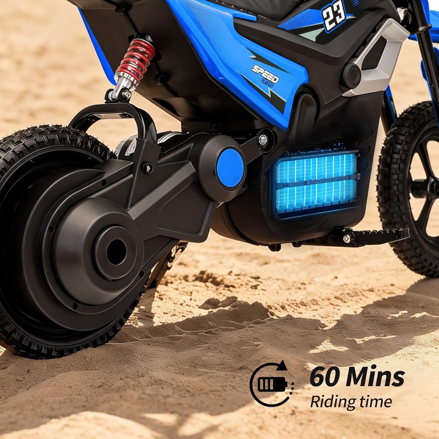 24V 10Ah Electric Dirt Bike, 350W Electric Motorcycle for Kids Ages 6+, 150Lbs Load Capacity, Bluetooth - Blue