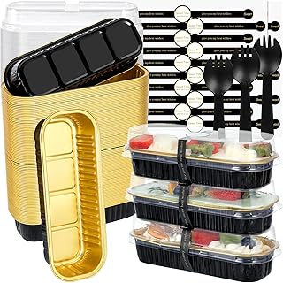 Mini Loaf Pans with Lids and Spoons (100 Pack, Black, 6.8oz) Rectangle Aluminum Foil Mini Loaf Baking Pans - Disposable Baking Containers Muffin Baking Tins Mini Cake Pans