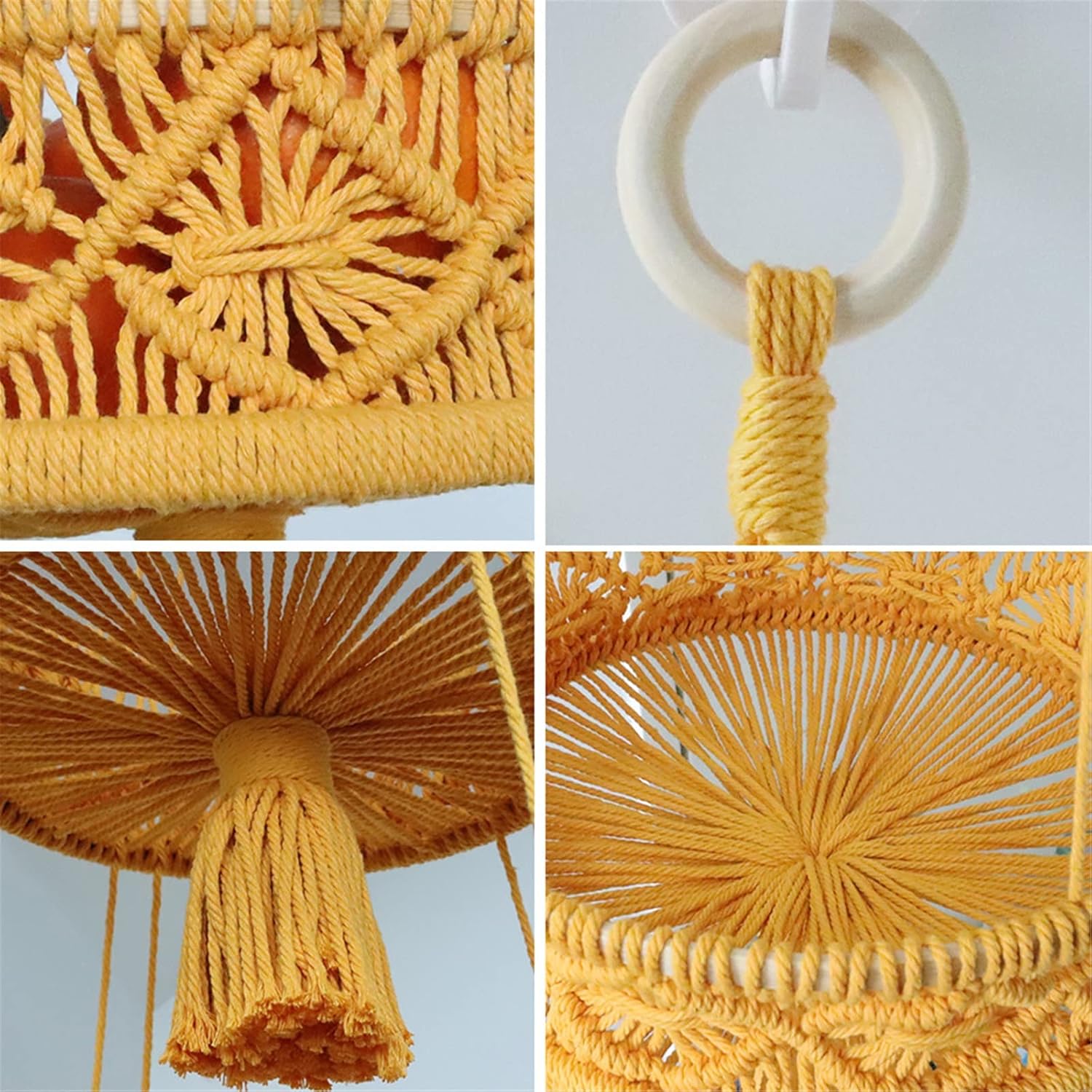 Kitchen Hanging Fruit Baskets for Kitchen & Braided Jute Rope Handwoven Fruit Baskets Stylish Corner Fruit Storage Hanging Vegetable Storage Basket(1 Tier)