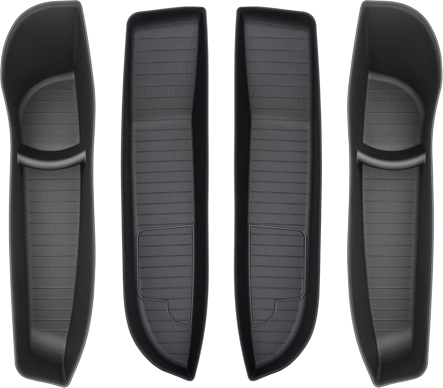 4 Pieces Car Door Organizer Tray for Tesla Model Y 2021-2024 (Not for Model Y Juniper) Door Side Storage Box Insert for Tesla Model Y Accessories 2024 - TPE Material（ Black