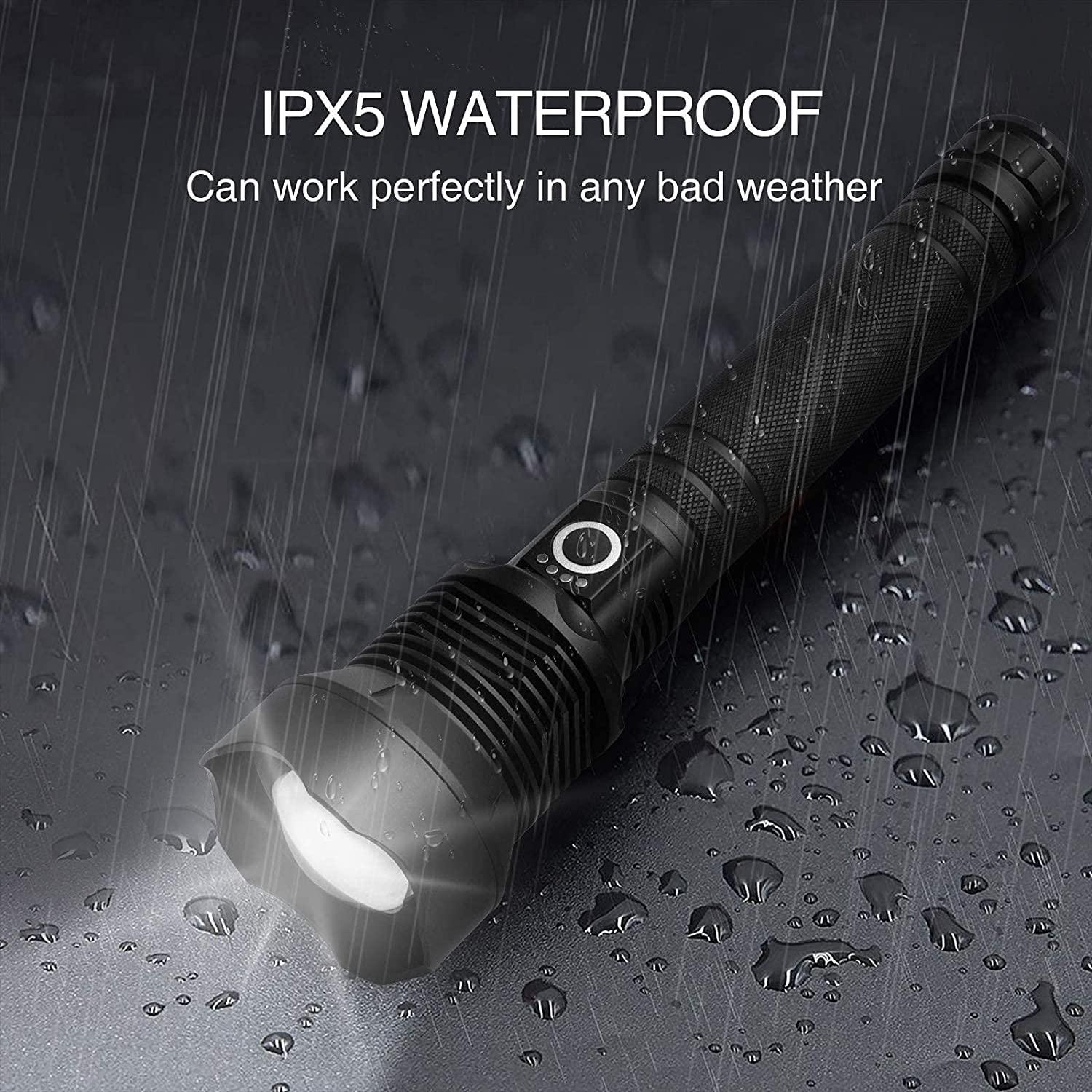 Rechargeable Led Flashlights 90000 High Lumens Super Bright Tactical Military Grade Waterproof Flashlights XHP70 Tactical Flashlight with Zoomable 5 Modes (XHP50)