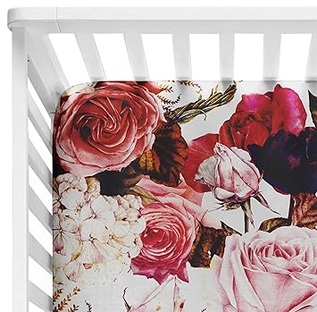 black floral crib sheet
