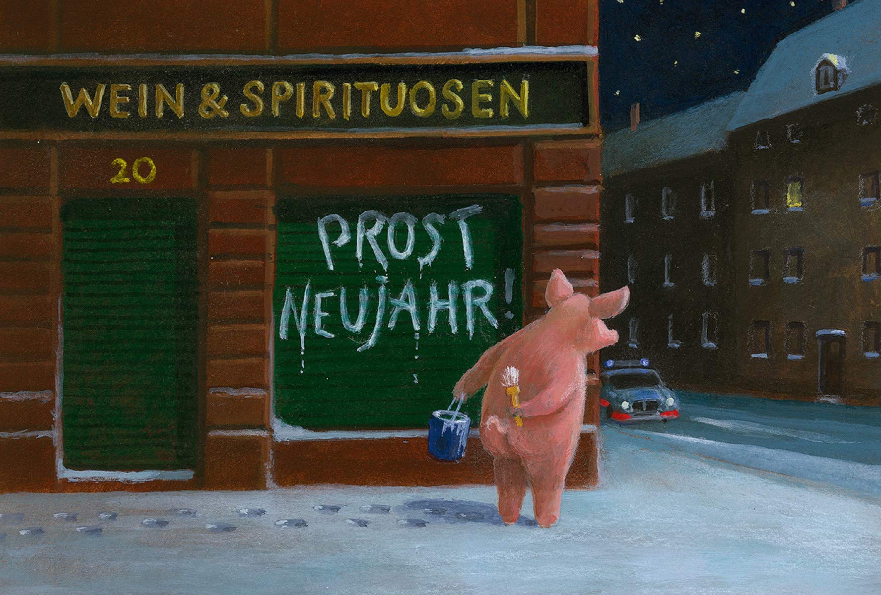 Witzige Postkarte 'Prost Neujahr' Von Inkognito – Künstler Gerhard Glück • A6 (10,5x14,8 Cm) • Satire & Humor Für Weihnachten & Neujahr