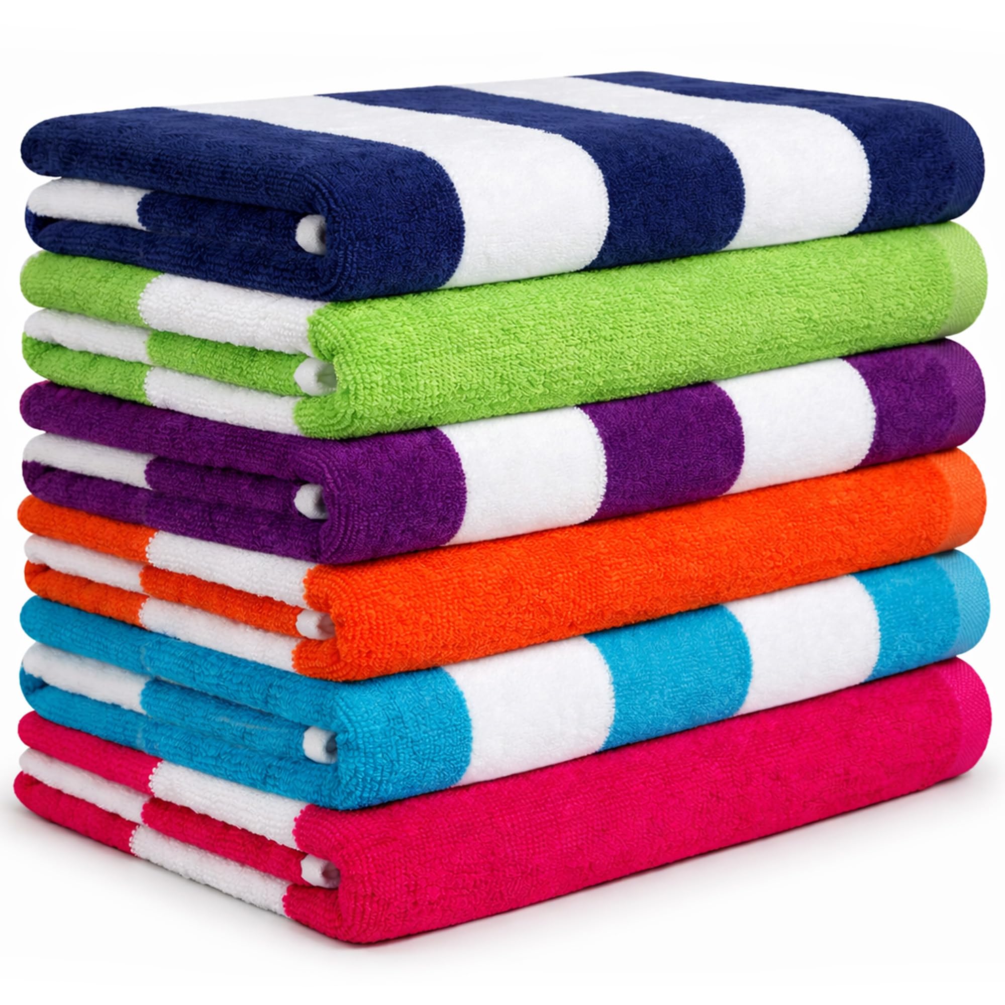Beach Towels 6 Pack Large 30x60-100% Cotton Beach & Pool Towels
