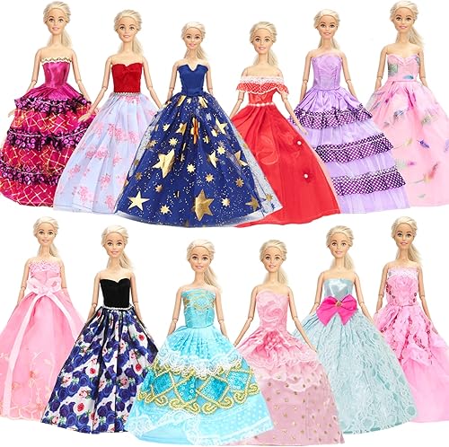 Miniatura 8 de SOTOGO 12 juegos de ropa de muñeca para muñeca de 115 pulgadas hecha a mano vestidos de muñeca de moda vestidos de boda vestidos de muñeca