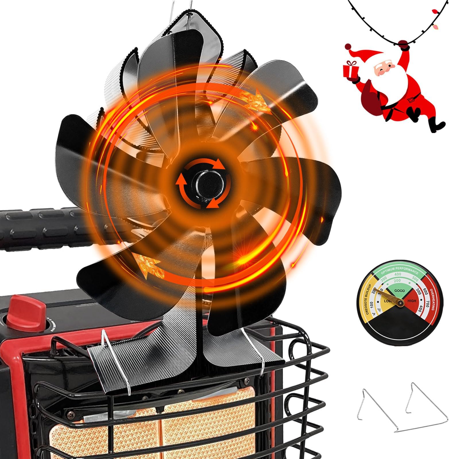 JossaColar Wood Stove Fan for Propane Heater, Heat Powered Fireplace Fan Thermoelectric Thermal Fan with Bracket being Fixed on Propane heater, Camping/Picnics/Indoor Use JossaColar Wood Stove Fan for Propane Heater, Heat Powered Fireplace Fan Thermoelectric Thermal Fan with Bracket being Fixed on Propane heater, Camping/Picnics/Indoor Use