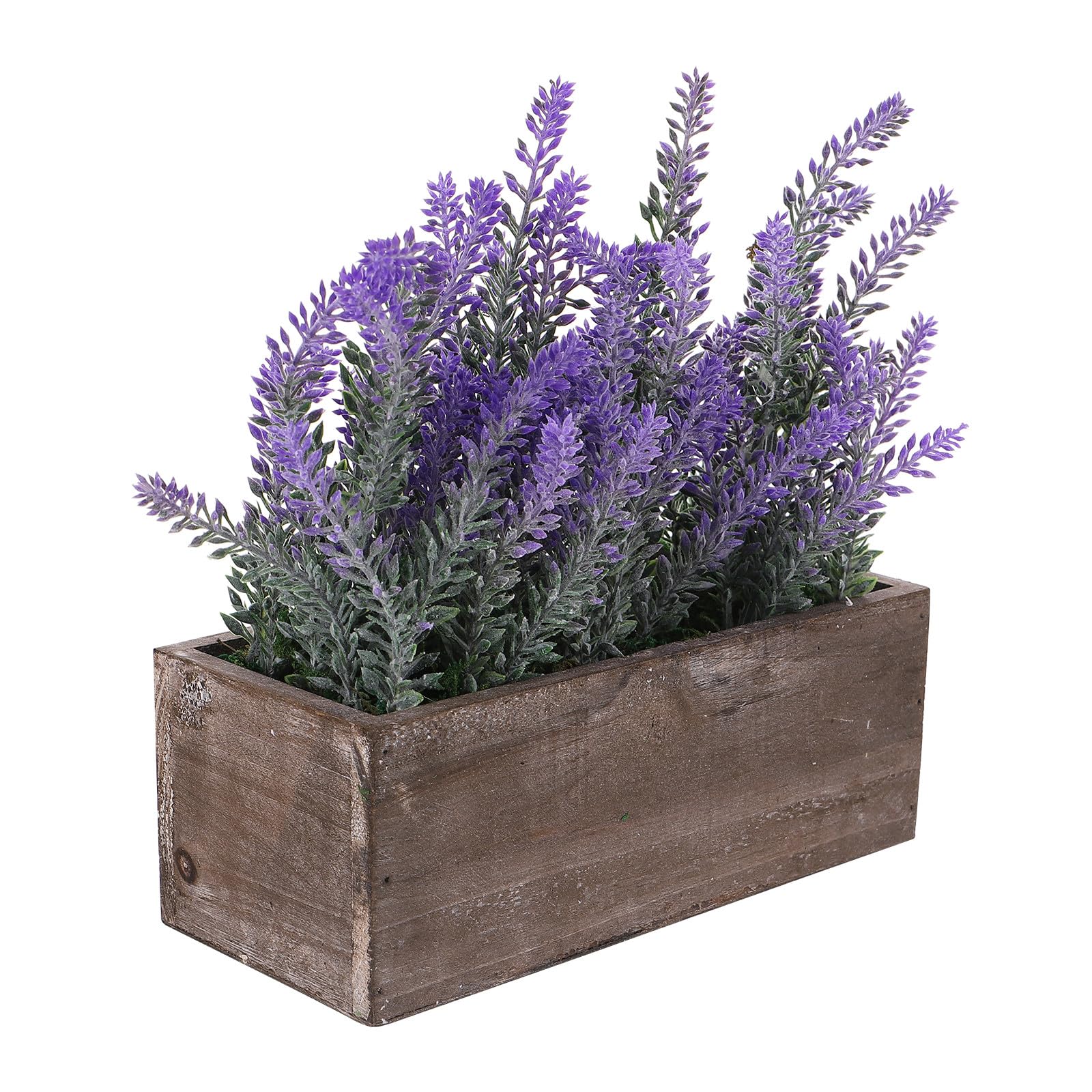 Künstlicher Lavendel Bonsai Topfpflanze mit Kunststofftopf für Schreibtisch und Fensterbank Dekoration im Büro und Wohnzimmer