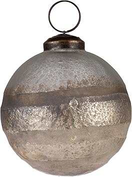 Karma Christmas Hanging Ornament Rustic Glass Ornament Pewter 4"