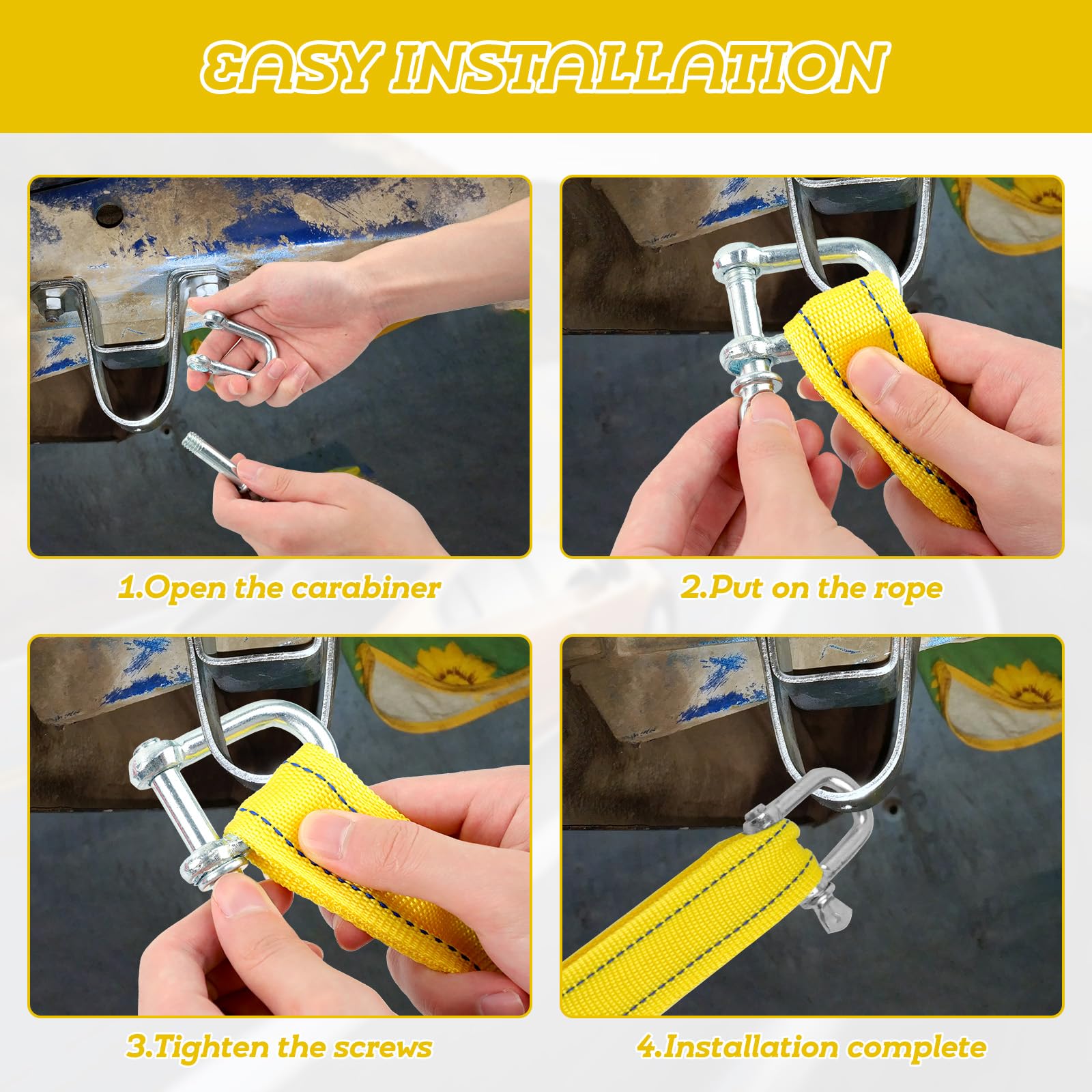 Abschleppseil 4m 5t - Mit U-Haken Und Handschuhen