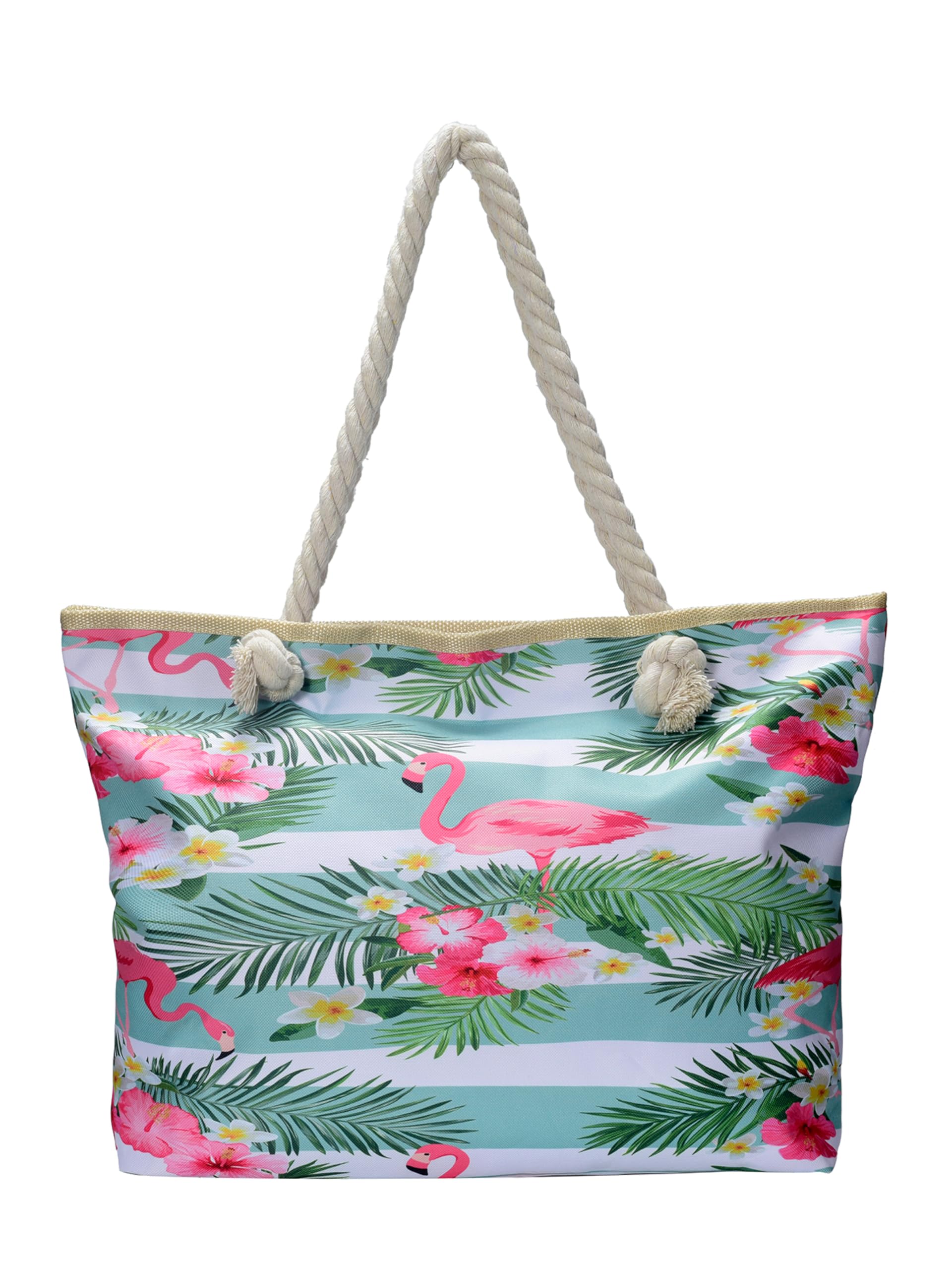 DonDon Strandtasche XXL mit Reißverschluss - Umhängetasche Damen, Shopper Tasche Damen im Beach Look mit Schulterriemen - Urlaub Must Haves Beach bag