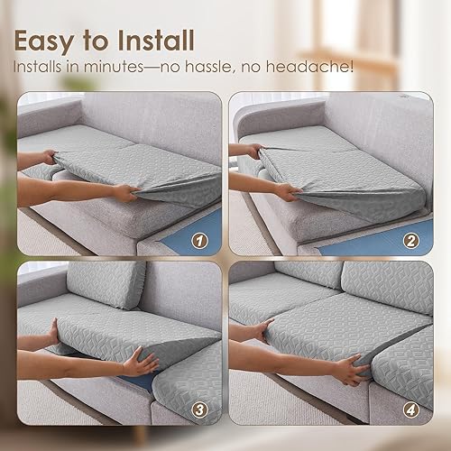 Miniatura 7 de Genina Fundas de cojín para sofá impermeables, fundas elásticas para sofá modular, funda de cojín lavable, antideslizante, con parte inferior