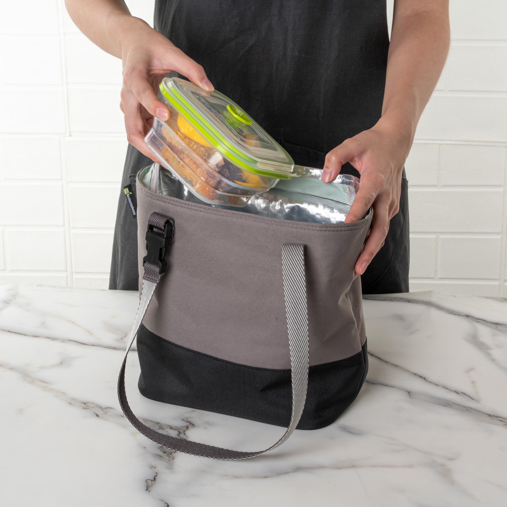 Restaurantware -Fresh Hero - Contenitori per alimenti da 470 ml, 20 contenitori ermetici per alimenti, resistenti e durevoli, in silicone, adatti al microonde, al congelamento, pieghevoli, lavabili in