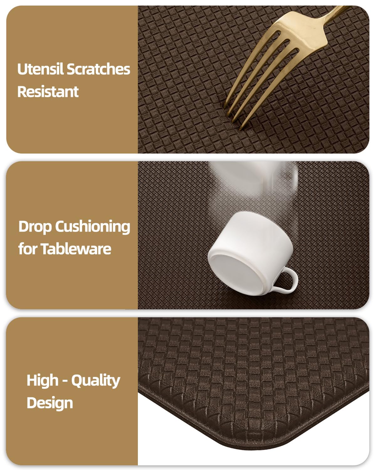 Color&Geometry Tappeto da Cucina Antifatica - 44x200cm, Imbottitura Morbida in Memory Foam, Impermeabile, Resistente all‘Olio e Antiscivolo, Ideale per Zona Lavello, Piano Cottura e Lavanderia,Marrone