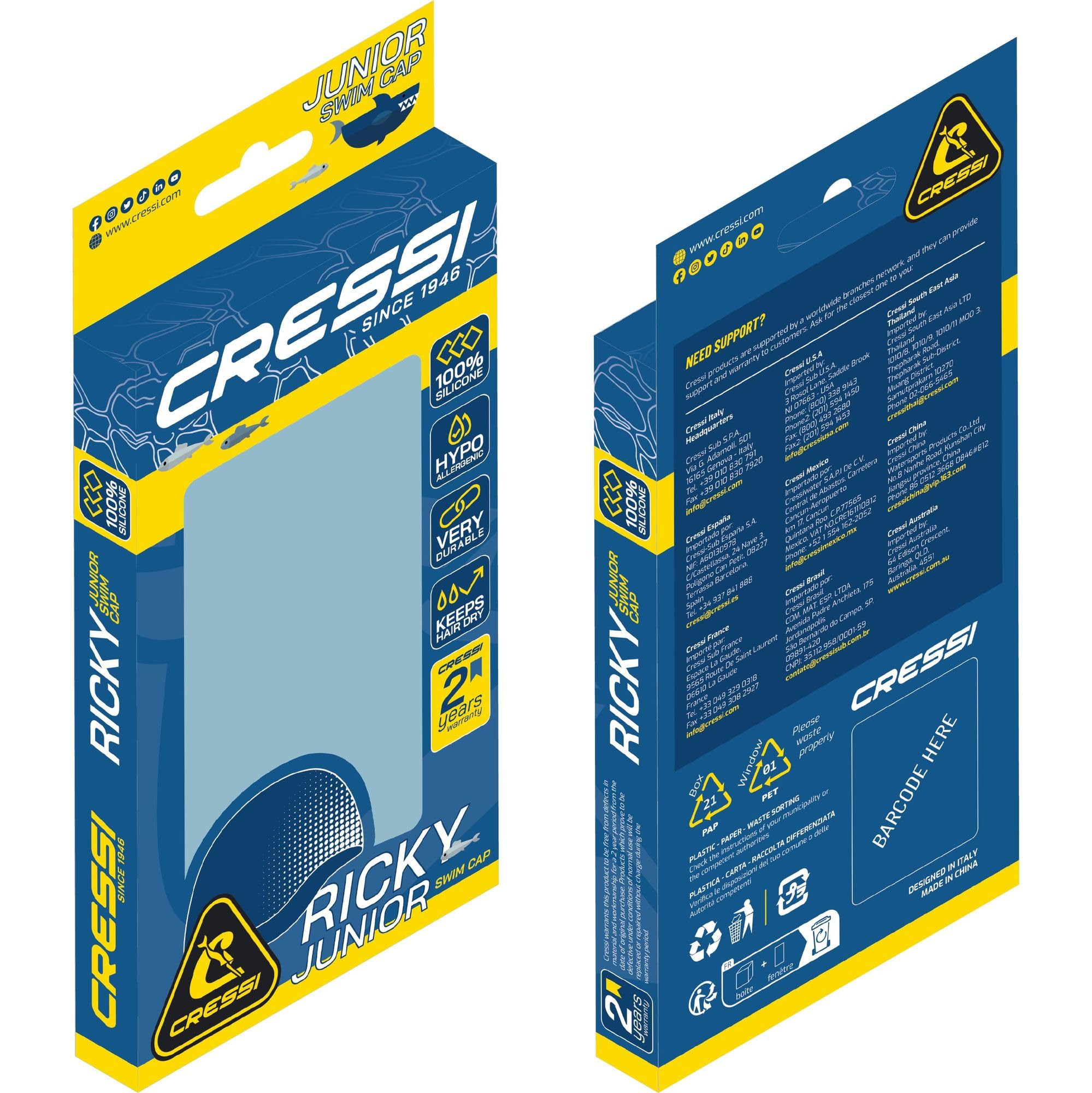 CRESSI Eddie or Ricky Jr czepek pływacki - czepek pływacki unisex lub junior, jeden rozmiar