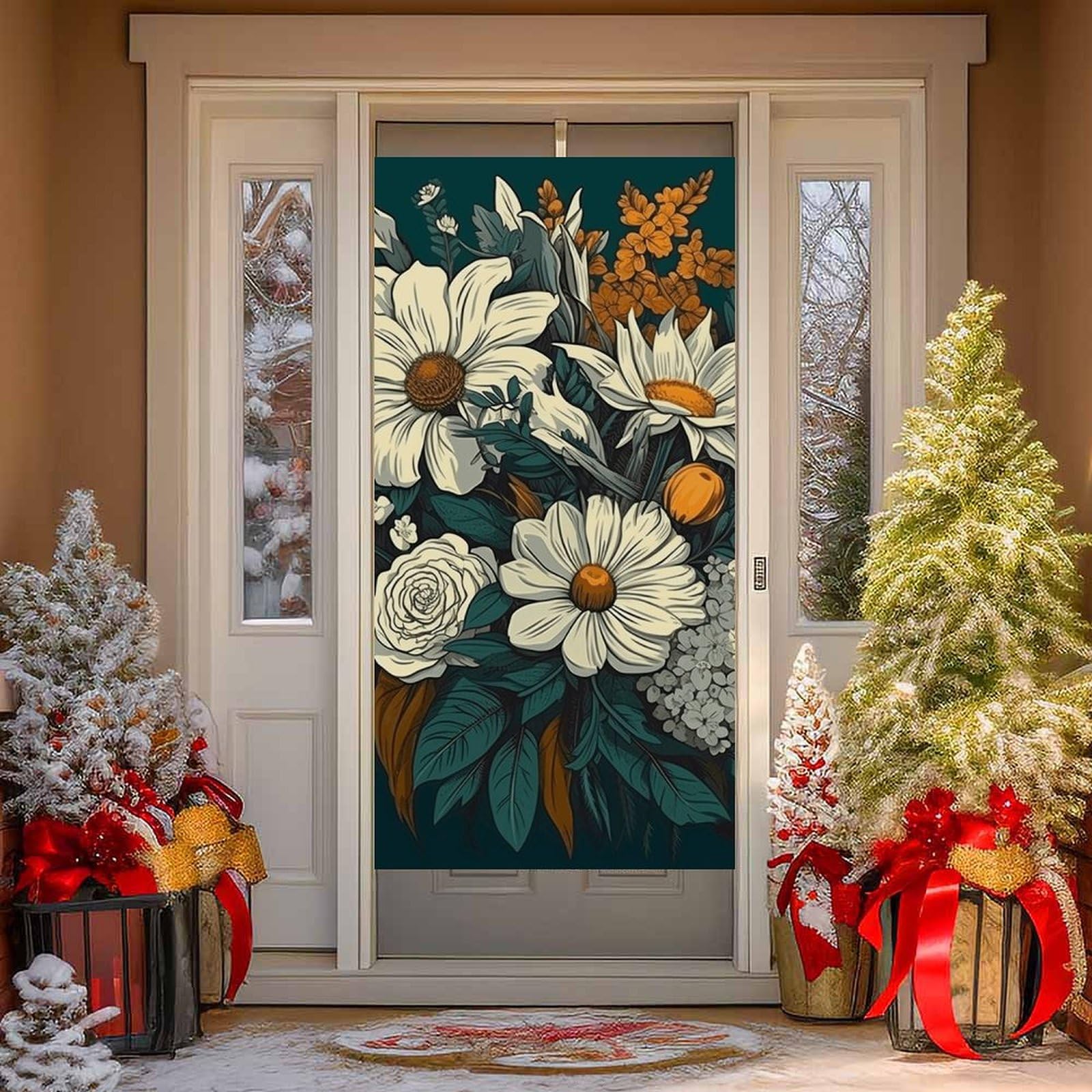 NTVOWPZO Colors Flowers Door Curtains for Doorway Privacy Dividers Door Banner Blackout Curtains Fabric Door Window Curtain for Home Bedroom Kitchen Decor 35.4x70.9 in Decorative Banner