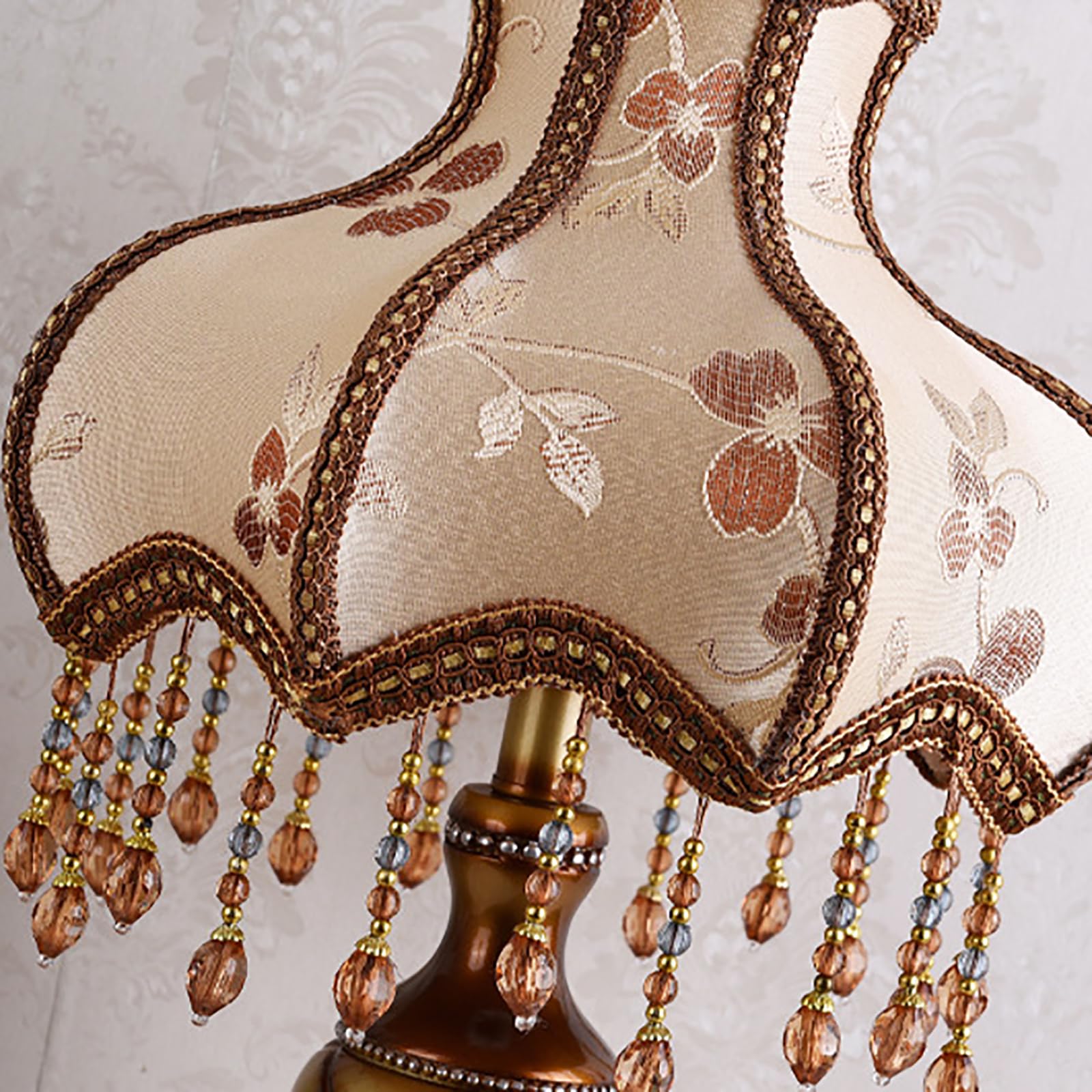 European Style Table Lamps Handmade Fabric Lampshade Victorian 22 Inch Desk Lamp Antique Painted Vironmental Resin Base Bedside Light For Bedroom Living Room Office,White