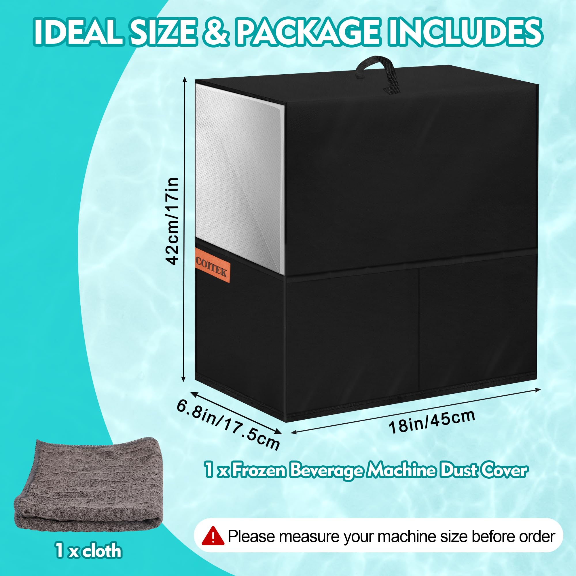 Dust Cover for Ninja Slushie Machine, COITEK Waterproof 600D Nylon Drink Machines Cover Compatible with Ninja SLUSHi FS301C/FS301/FS300/FS299/CyberChill SM-FS200A/SM-FS200(with Cloth)