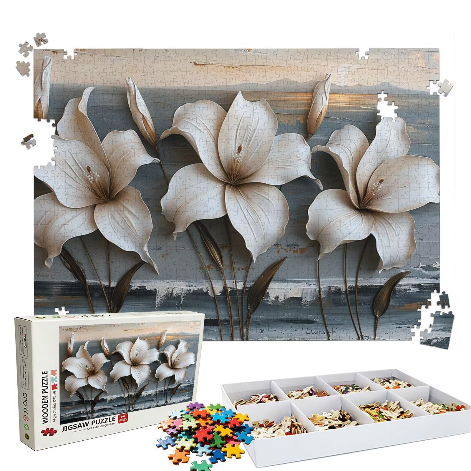 Puzzle roślinne kwiatowe, puzzle dla dorosłych 1500 sztuk, drewniane puzzle z wykwintnym opakowaniem, łamigłówki ekspertów z perfekcyjnym uchwytem, druk w wysokiej rozdzielczości, prezent dla