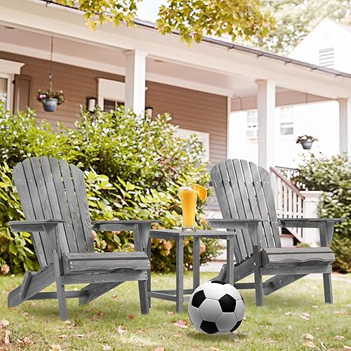 Miniatura 2 de Adirondack - Juego de 2 sillas plegables de madera para exteriores con respaldo de cedro sólido, cómoda silla de descanso para patio, terraza,