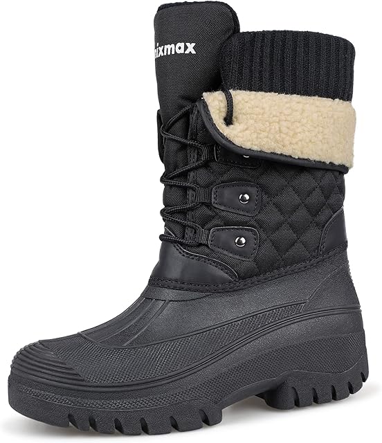 Knixmax Outdoor Damskie buty zimowe, z ciepłą podszewką, buty zimowe z wodoodpornym materiałem wierzchnim i antypoślizgowymi podeszwami, odpowiednie na sezon śnieżny w zimie