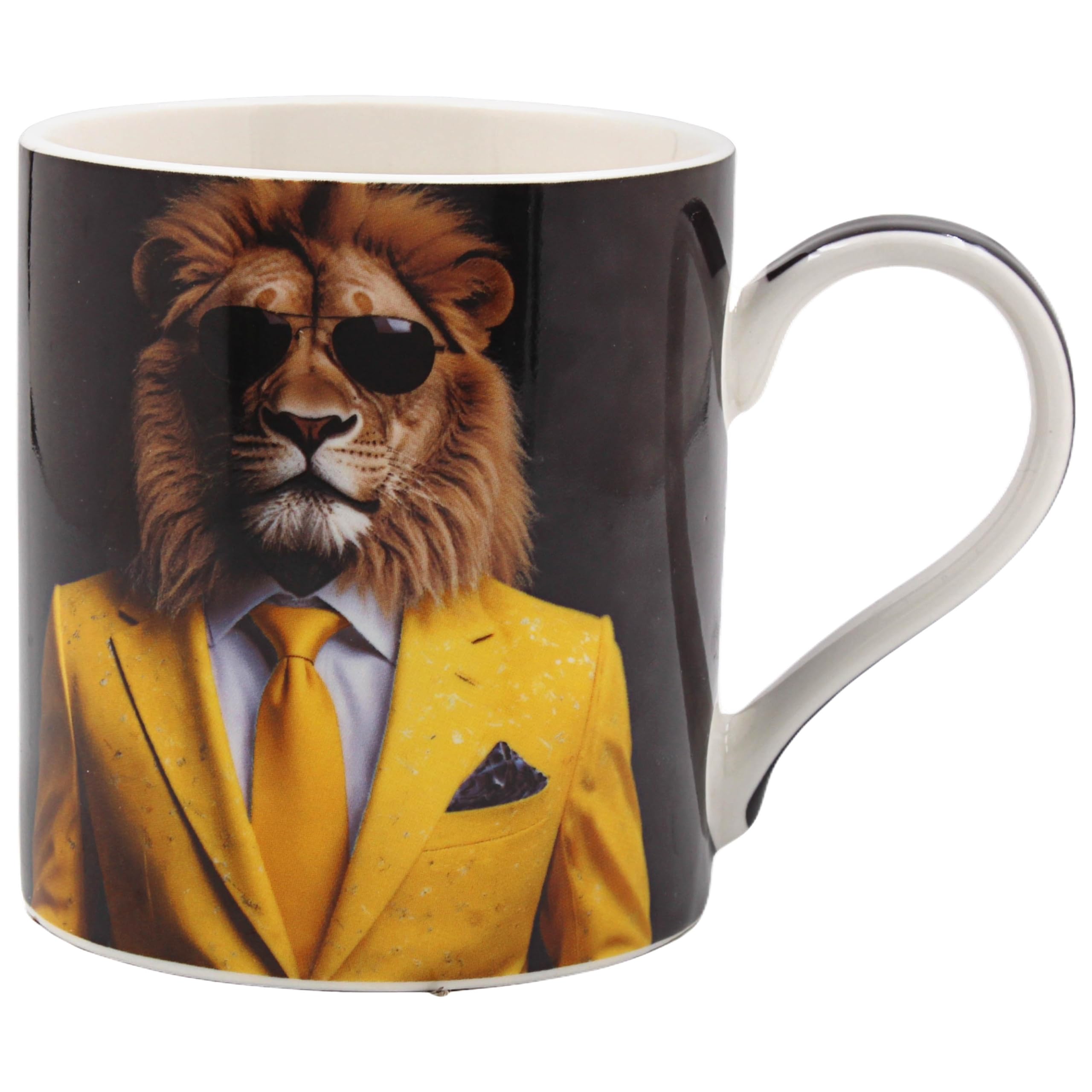 Lesser & Pavey Urban Art Lion Bling Mug for Hot & Cold Drinks | Fine China Durable Tea and Coffee Cups for Home & Office | Comfortable & Easy-to-Hold Coffee Mugs for Beverages & Daily Use