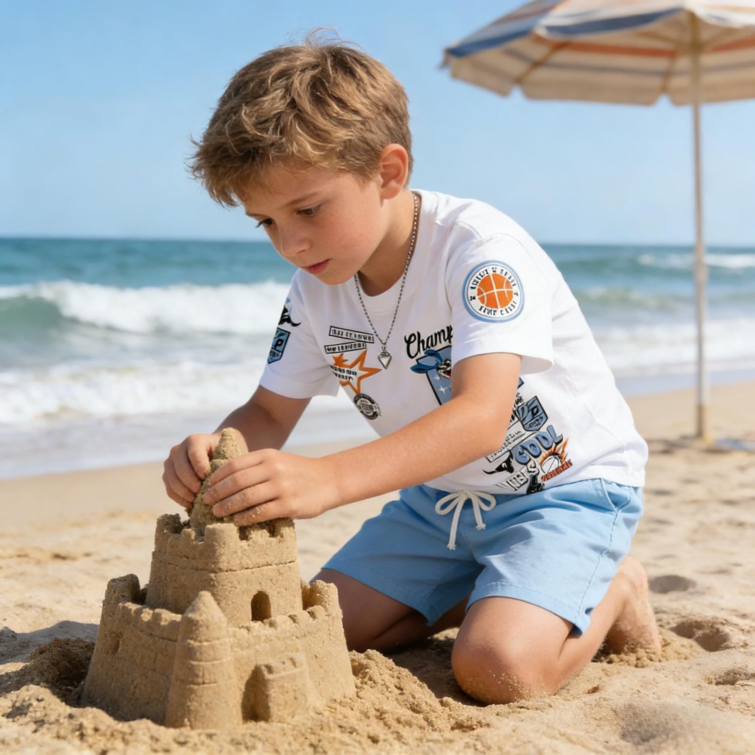 Boys Summer Clothes Short Sleeve Top and Shorts 2-Piece Kids Outfits Boys Sets Size 7-14 Years - Image 6