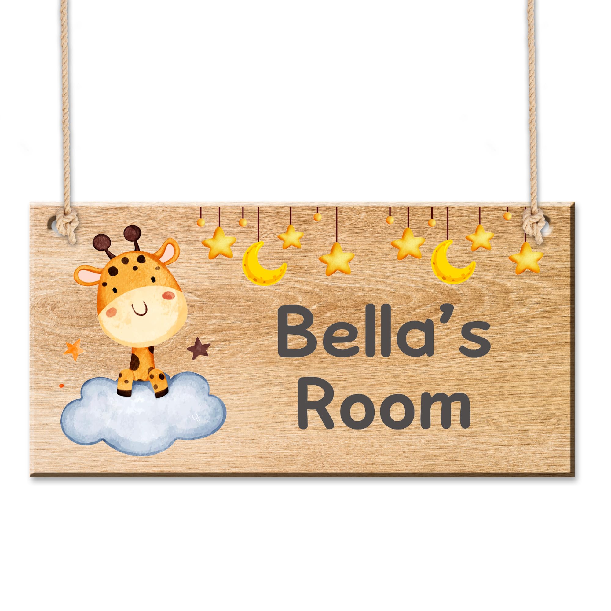 Personalised Bedroom Door Signs Wooden Room Decor Bedroom Accessories Rectangle Name Door Sign Plaques Custom Gifts for Christmas UV Printed with Any Name for Son Daughter Nephew Kids Baby (Design4) โ image 1