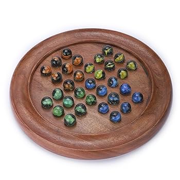 その他 Wood Solitaire with Glass Marbles Amazon.com: Wooden Solitaire Board Game with Glass Marbles