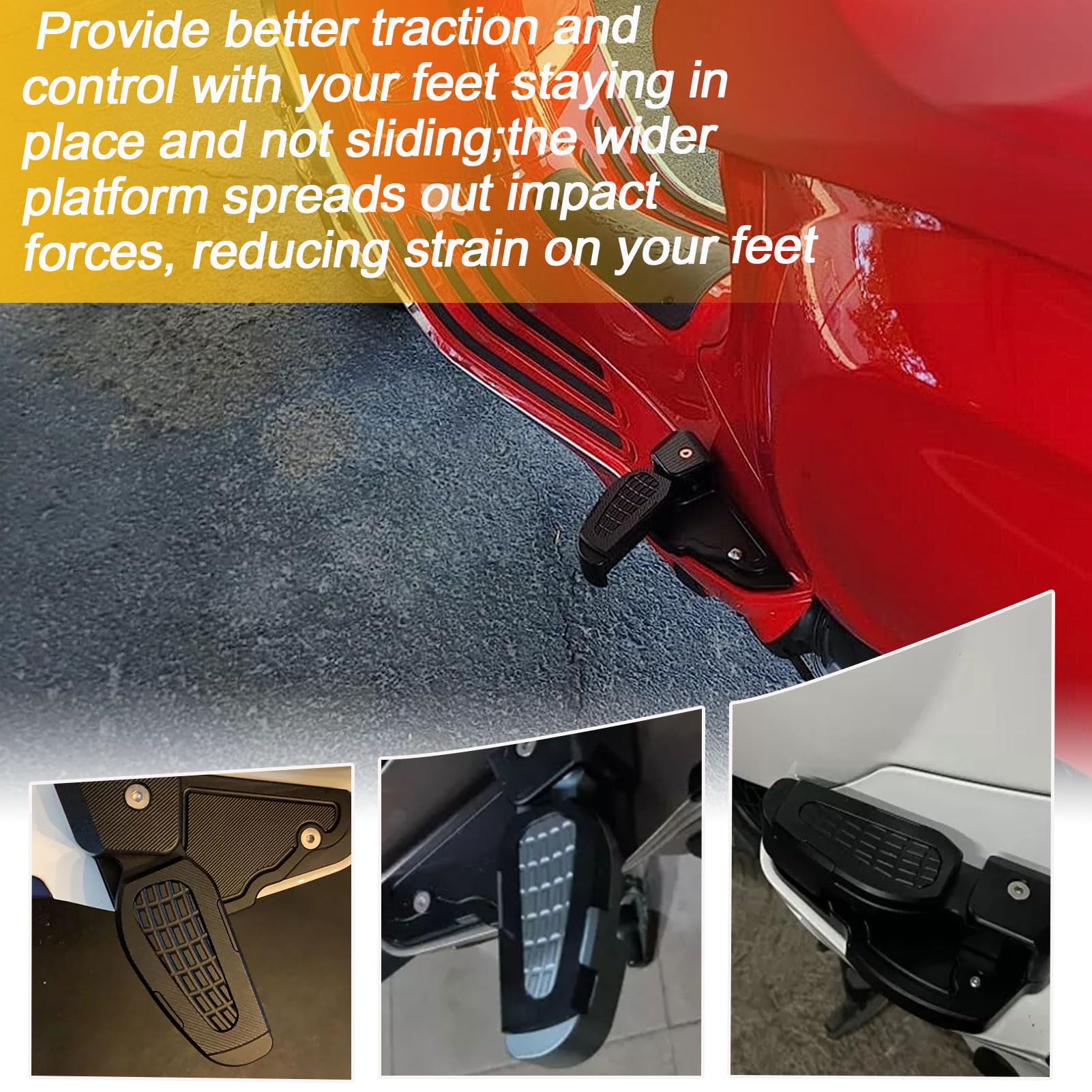 Moto Passeggero Posteriore Pedane Pedali Poggiapiedi Scooter Pedana Mmoto Modifica Pedale Alluminio per Vespa Primavera 125/150 Sprint 125/150 2015-2025 (Nero)
