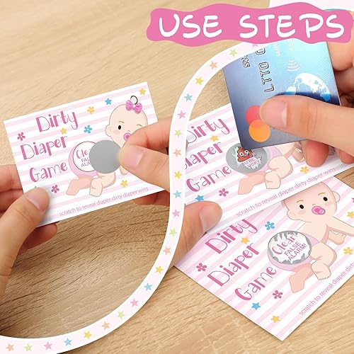 Miniatura 10 de Juego de 60 tarjetas divertidas para raspar para baby shower, fiestas, juegos de decoración, actividades lindas para baby shower, actividades e