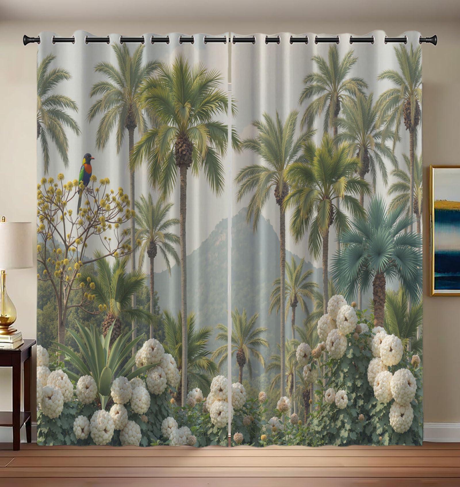 Rideaux occultants thermiques isolants fleurs tropicales rideau fenêtre 140x240 cm