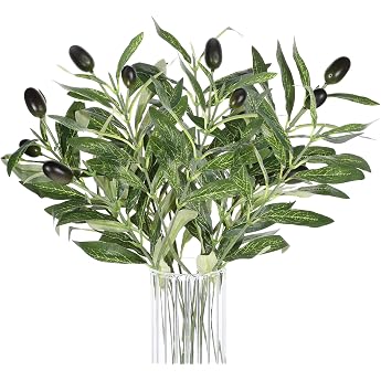 JJUNW 5 pcs Olive Branches Artificial Plants Simulation Green Olive Tree Decoration 28cm Artificial Branches Artificial Branches Decoration for Wedding Garden Table Decoration Office Indoor Outdoor Decoration
