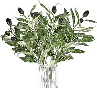 5 Pcs Artificial Plants Olive Tree Branches, 11 Inch Faux Olive Tree 2 Forks Greenery Stems, Faux...