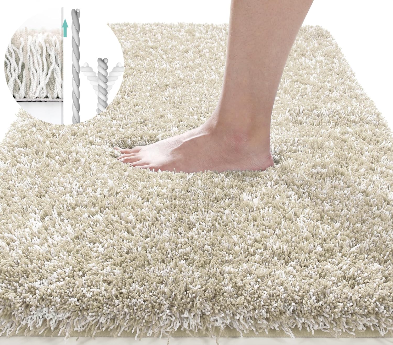 Amazon.com: Yimobra Fluffy Plush Bath Rug, Shaggy Soft Comfortable Non ...