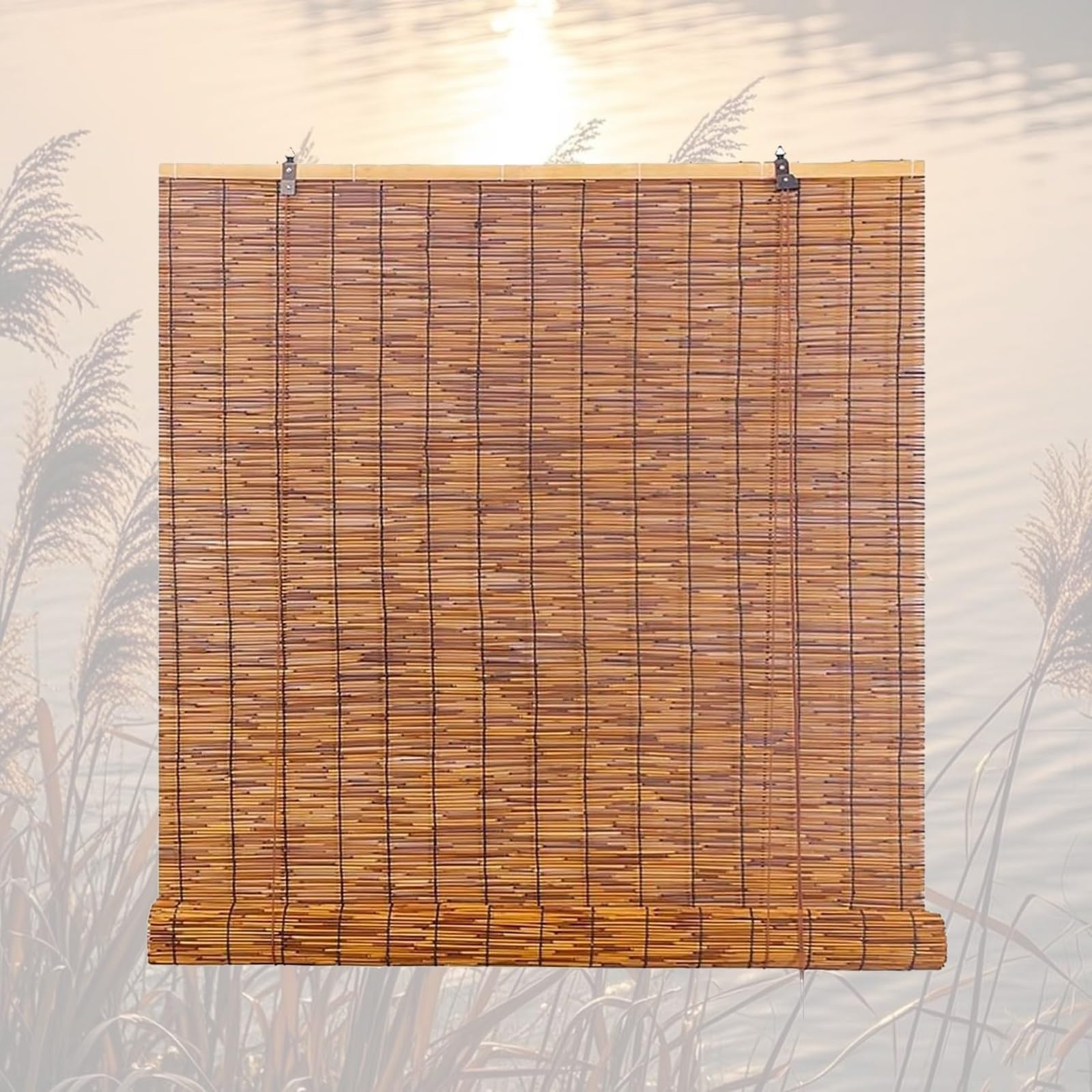 CMJYMX Natural Bamboo Shades With Lift, 20" 27" 39" 47" 55" 59" Retro Bamboo Blinds For Home Patio Porch, Blackout Privacy Screen For Windows(110x180CM/43x71IN(WxH))