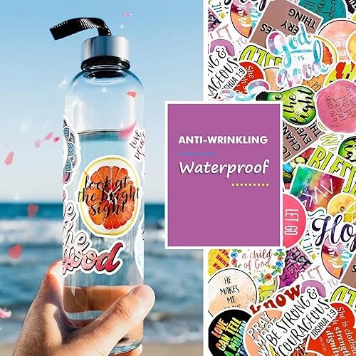 Miniatura 7 de Zonon 200 calcomanías inspiradoras cristianas de fe, calcomanías de versículos bíblicos de Jesús - impermeables, calcomanías motivacionales para