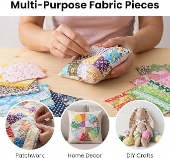 50 Pcs Cotton Fabric Squares 10 x 10cm Material for Sewing Quilting and DIY Crafts Floral Patchwork Fat Quarters Fabric Bundles Quilting Fabric for Sewing DIY Crafts & Textile Painting (Colorful 2)